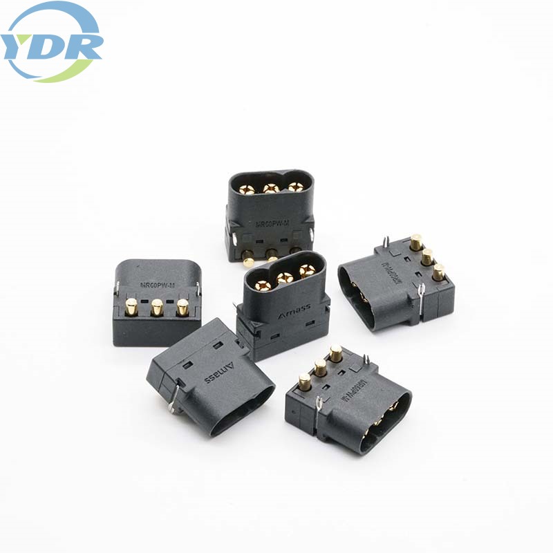 Conector de bateria MR60PW-M preto reto de 180 graus 3 pinos conector de pino PCB